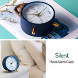 Silent Analog Desk Clock Matt Blue