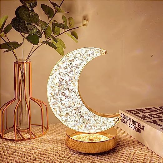 LED Moon Shape Crystal Table Lamp