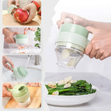 Multifunctional Handheld Electric Vegetable Cutter Set,4 in 1 Portable Electric Food Chopper, Kitchen Vegetable Slicer Dicer for Garlic Pepper Chili Onion Celery Ginger Meat