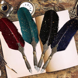 Vintage Carving Feather Pen Set